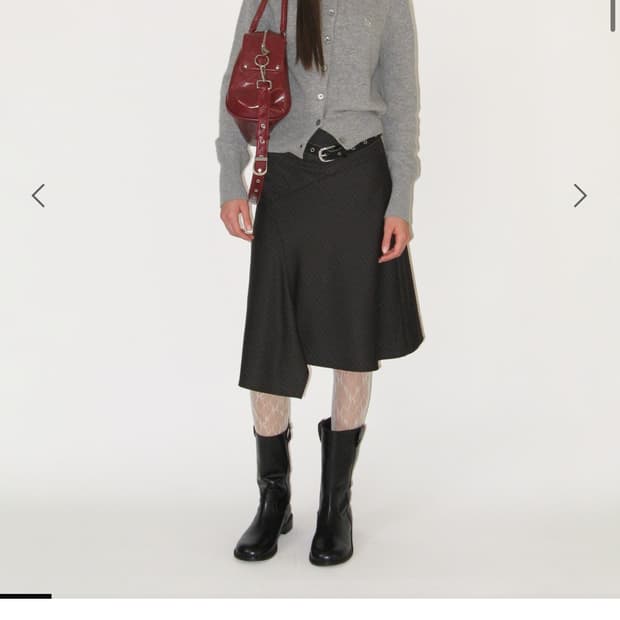 Asymmetric midi skirt, BLACK