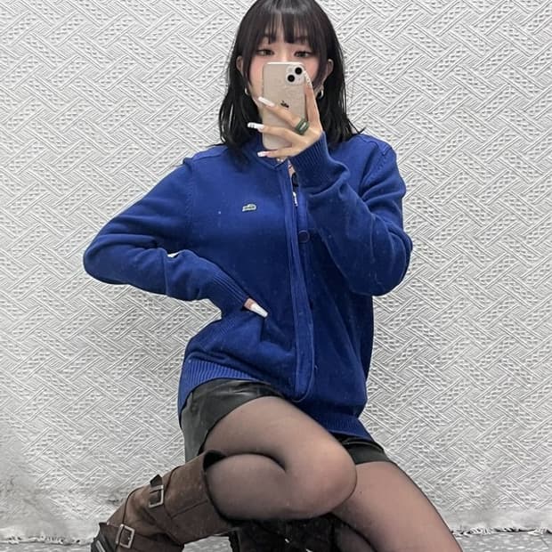라코스테 캐주얼 빈티지 레트로 집업 니트 가디건 3 C11036