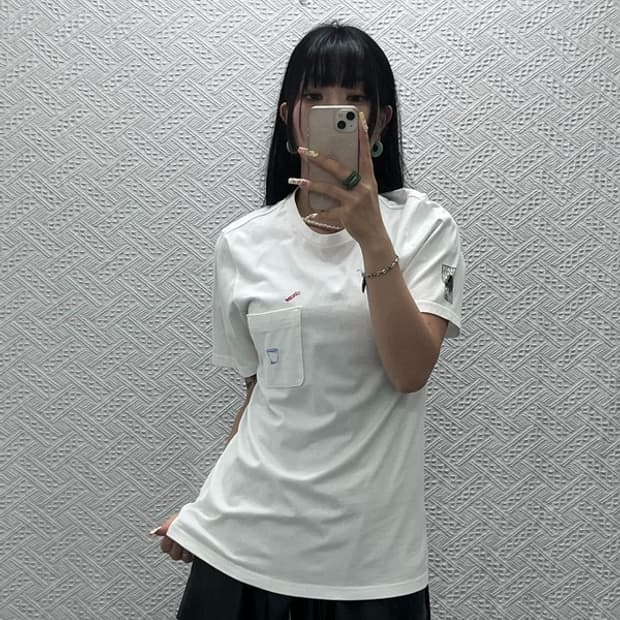 아디다스 빈티지 캐주얼 키치 그래픽 포켓 자수 반팔티 S C13944