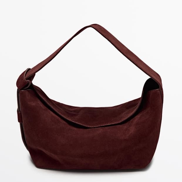마시모두띠 스플릿 스웨이드 레더 숄더 백 보르도