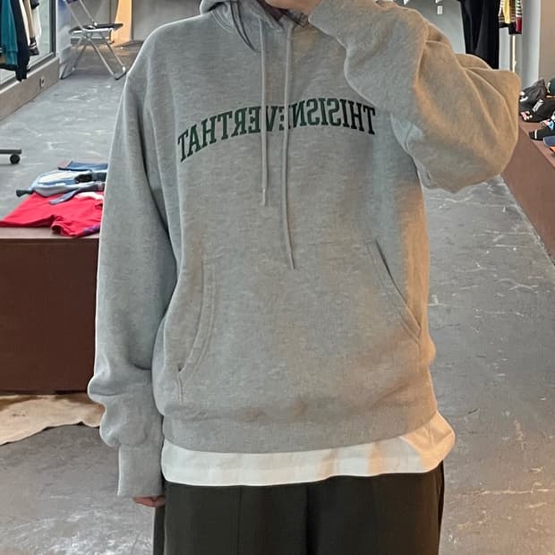 디스이즈네버댓 센터로고 그레이 후드티 H2656