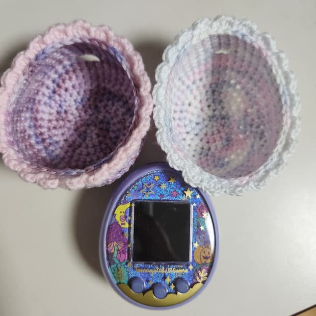 다마고치 썸 퍼플 뜨개 케이스 두개