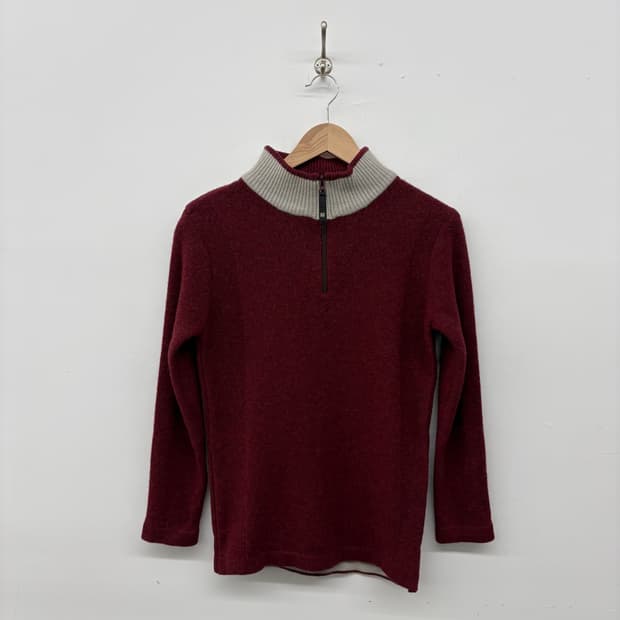 아르마니 AJ 하프집업 니트 버건디 M