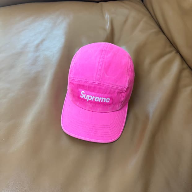 슈프림 캠프캡 모자 박스로고 23ss 워시드 핑크