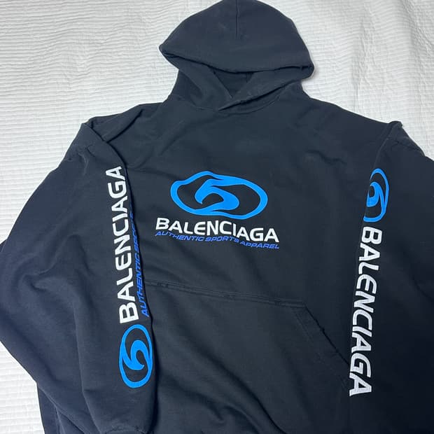 (2사이즈)발렌시아가 서퍼 로고 라운드 후디