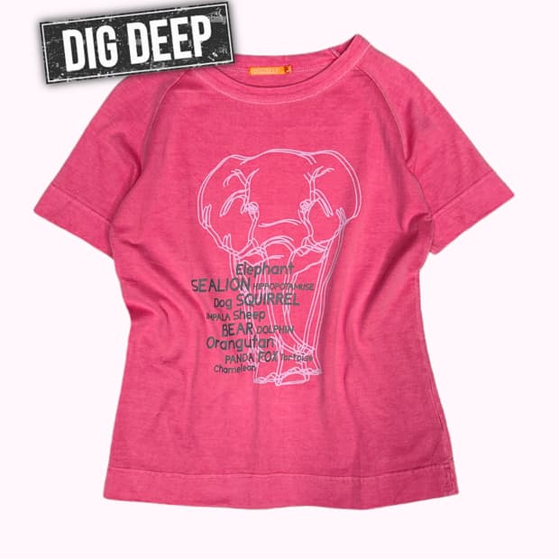 pink raglan elephant t-shirt