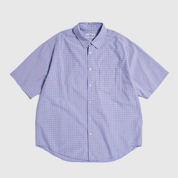 피도디도 체크하프셔츠 퍼플색