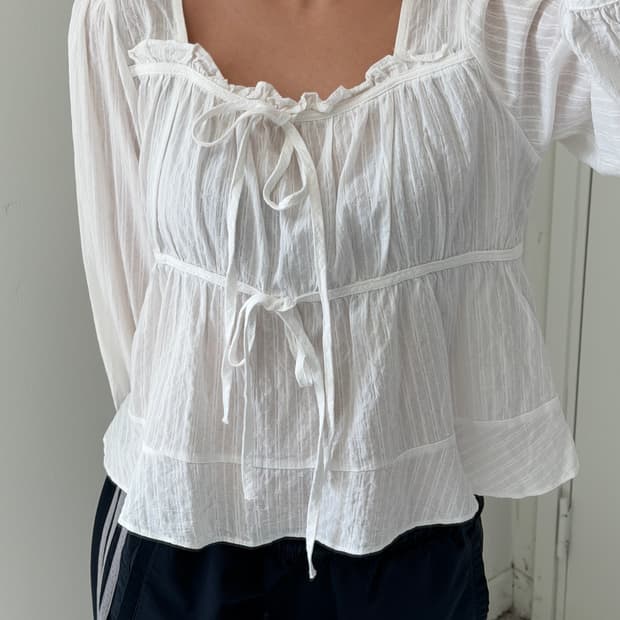 일본빈티지 화이트 레이스블라우스