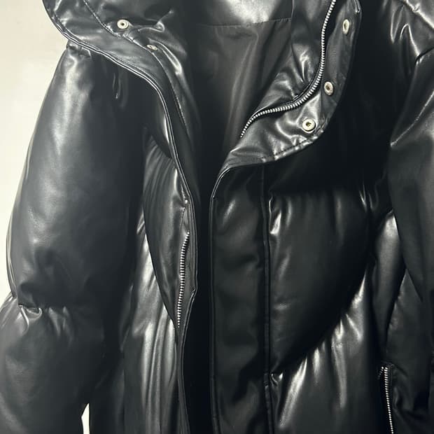 BESLOW 레더 숏패딩 L