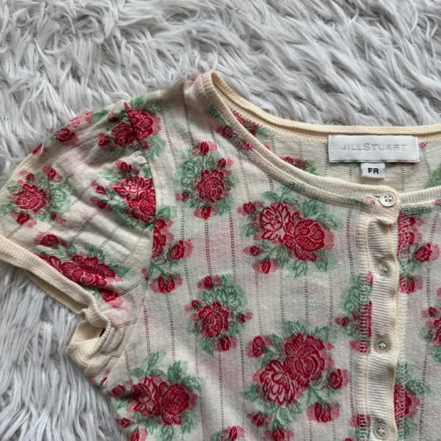 JILL STUART 일본빈티지 노드 크롭 반팔 가디건 y2k s 44