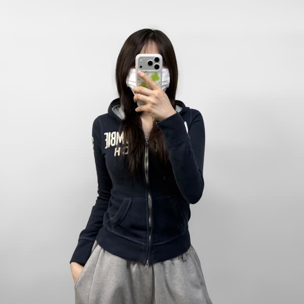 아베크롬비 스펠 로고 후드집업 네이비