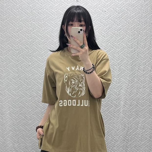 유니폼브릿지 빈티지 스트릿 펑크 불독 프린팅 반팔티 L C12073