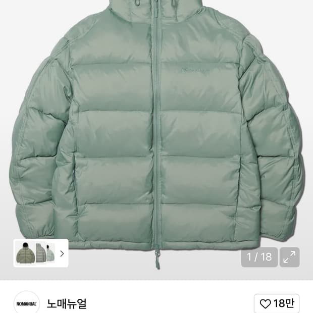 노매뉴얼 패딩 DIVISION HOODED DUCK DOWN - SAGE