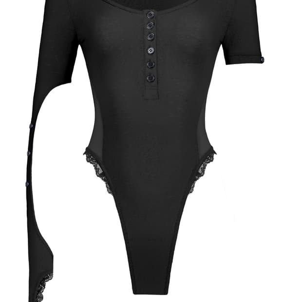 KIMYO HAND LOOP BODYSUIT, BLACK