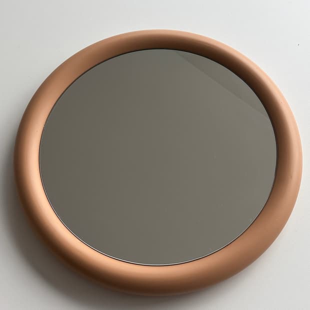 90s 빈티지 라운드 시멘트 브라운 컬러 원형 거울