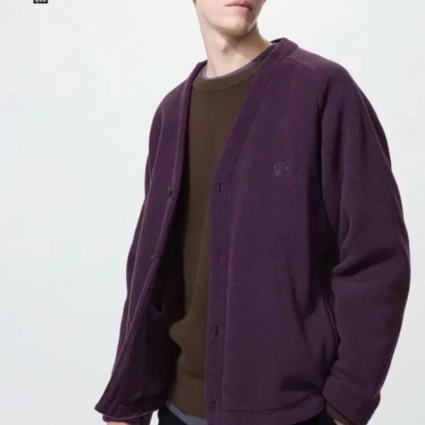 Needles x Uniqlo 플리스 가디건 퍼플 L사이즈