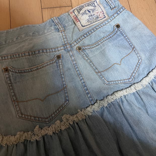 폴로 랄프로렌 빈티지 데님 캉캉 롱스커트 청치마
