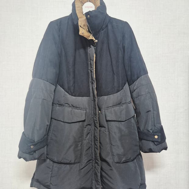 블랙 여성 롱 패딩 코트