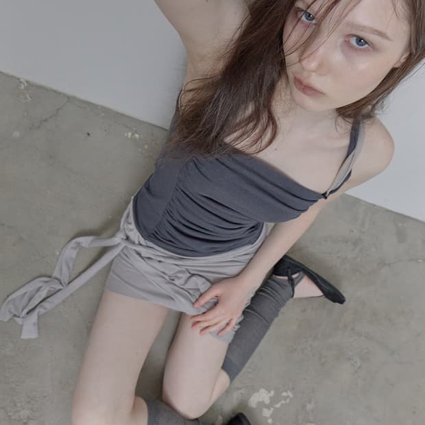 필세 tied shirring drape skirt