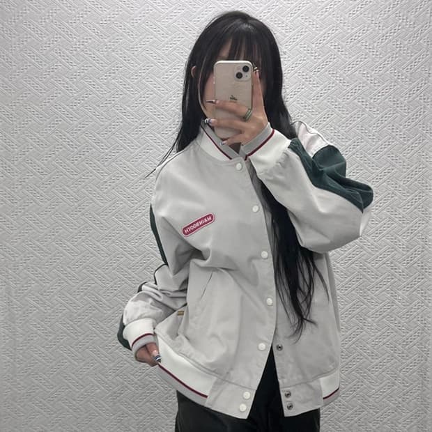 메인부스 레트로 빈티지 슬리브 배색 바시티자켓 105 C07691