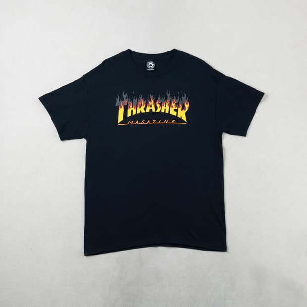(L) THRASHER(트레셔) 플레임 로고 그래픽 티셔츠