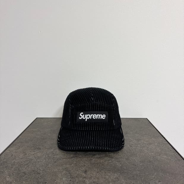 (OS) 슈프림 박스로고 캠프캡 모자 23SS 코듀로이 투톤 블랙