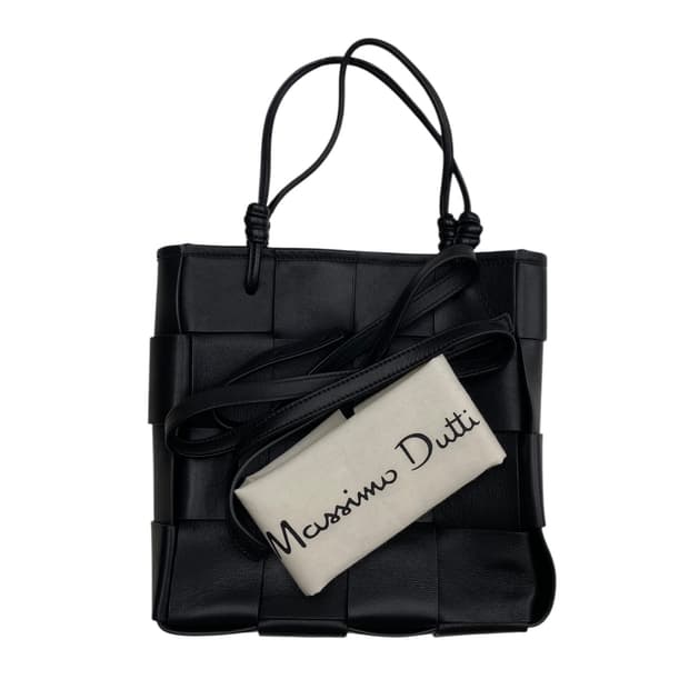 마시모두띠 블랙 위빙 사각백 3way