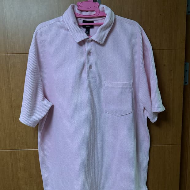 [L] H&M 수건 타월 카라티 폴로셔츠 핑크