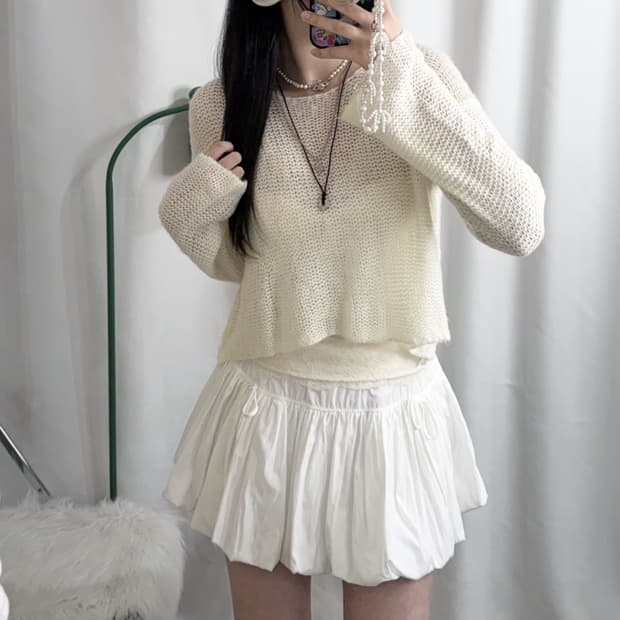 아이보리 시스루 니트