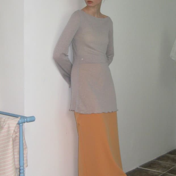 노앤뮤트 maxi skirt peach