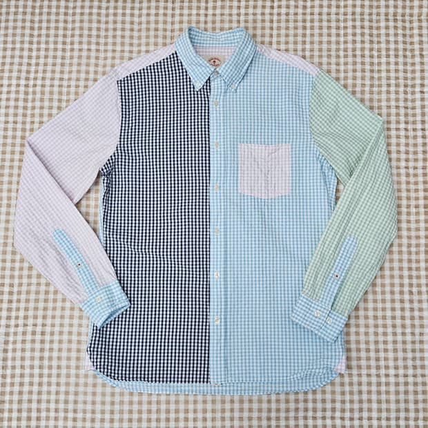 브룩스브라더스 시어스커 긴소매 셔츠 남자100