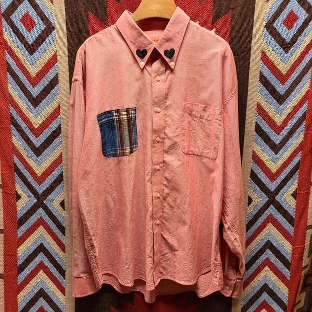 Love collar pink shirt / 하트 커스텀 핑크 셔츠 
