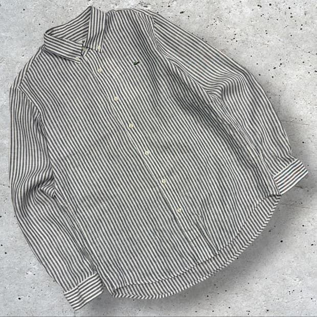 [L] 라코스테 린넨 스트라이프 셔츠 남방 새상품 C218