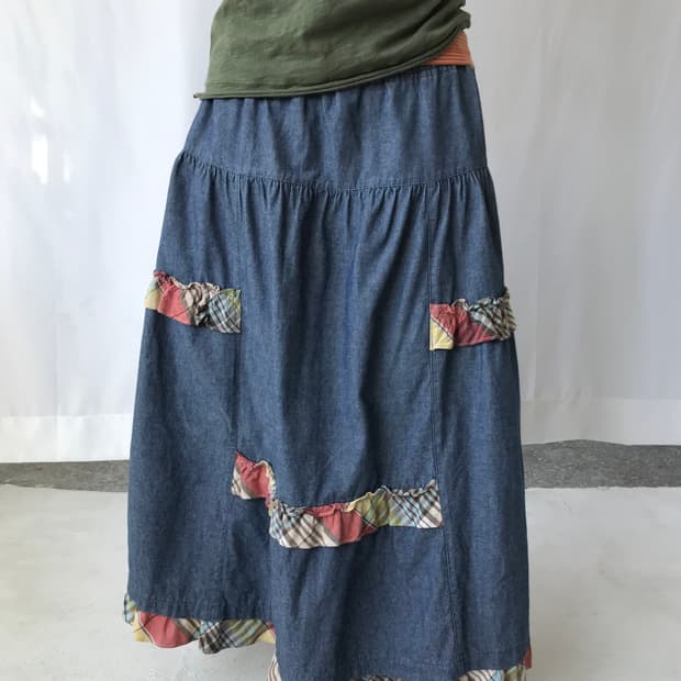 체크 프릴 스커트