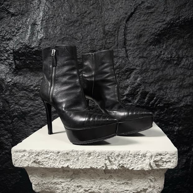 Prada Quilted Toe Platform Ankle Boots