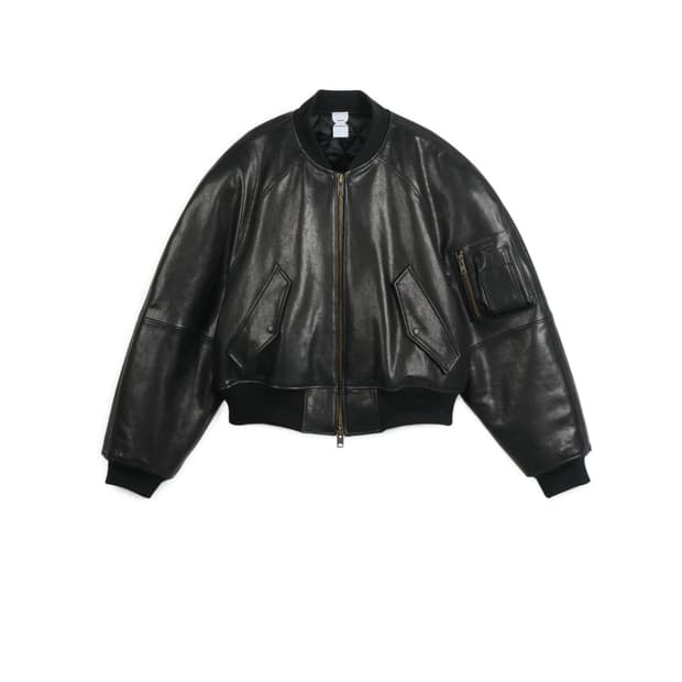 (1)프로토콜 인덱스 가죽 봄버 자켓 블랙