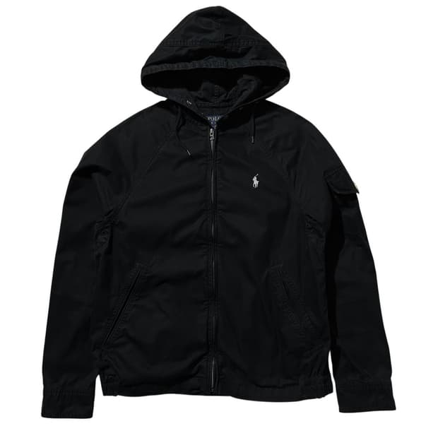 폴로 랄프로렌 코튼 나일론 후드 자켓 블랙