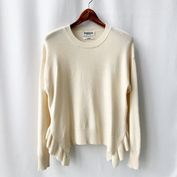 에센셜 앤트워프 울캐시미어 사이드 러플 니트 아이보리 S