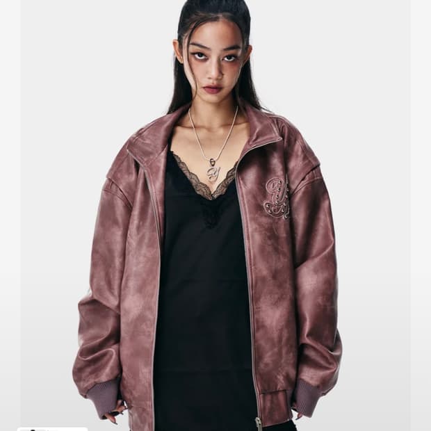 와이이이엘 FAUX LEATHER WINGED JACKET PINK