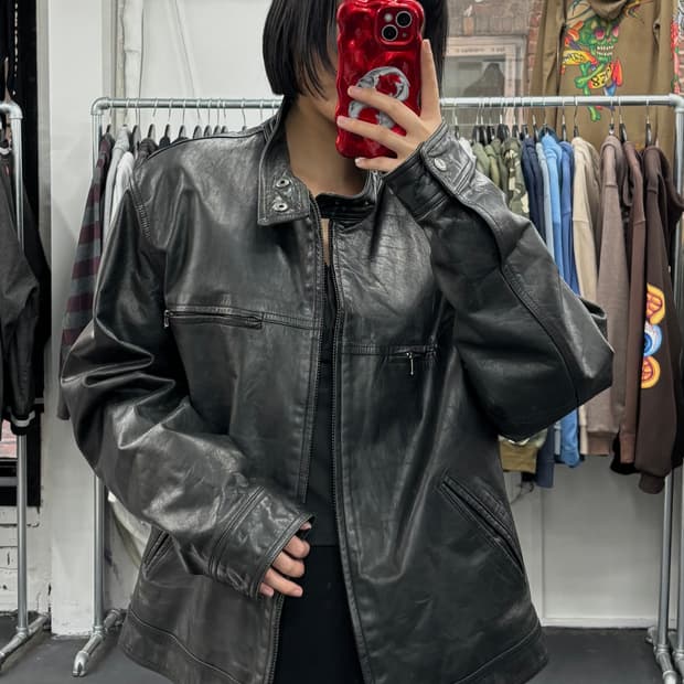 타미 힐피거 제뉴인 레더 바이커 자켓