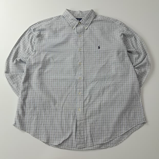 CA596 2XL 폴로 클래식핏 00s 블루블랙 마이크로체크 셔츠 남방
