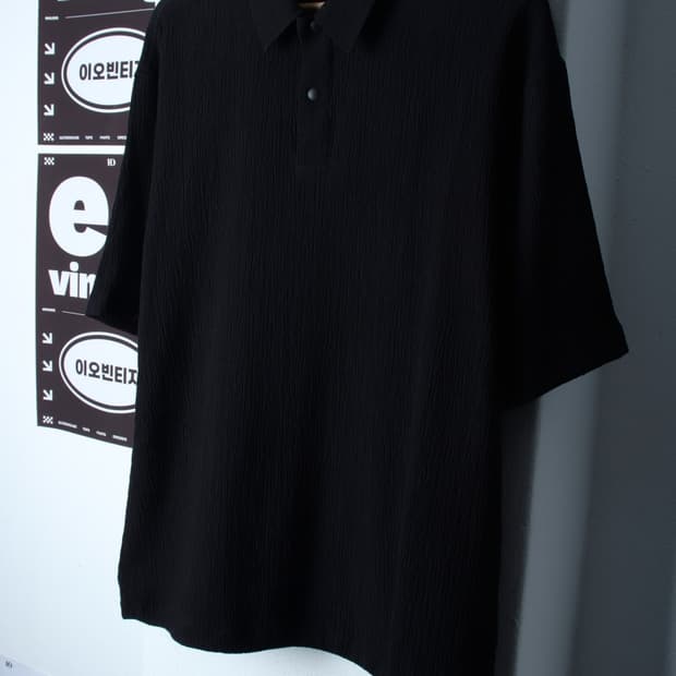 (L-XL) 마인드브릿지 반팔 카라 티셔츠 무지 경량 블랙-H35309