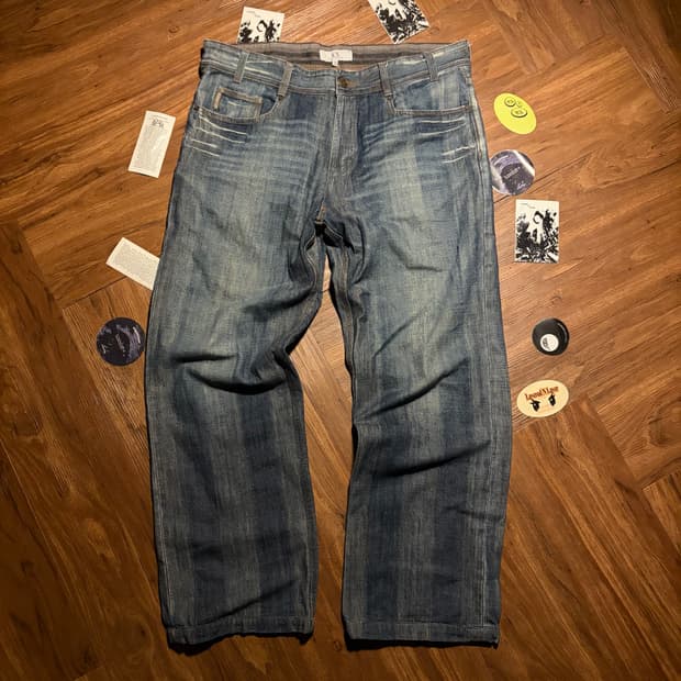 ARMANI EXCHANGE 리버스 텍스쳐 와이드 데님