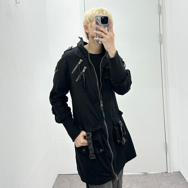 00s zipper leather detail 2way jacket