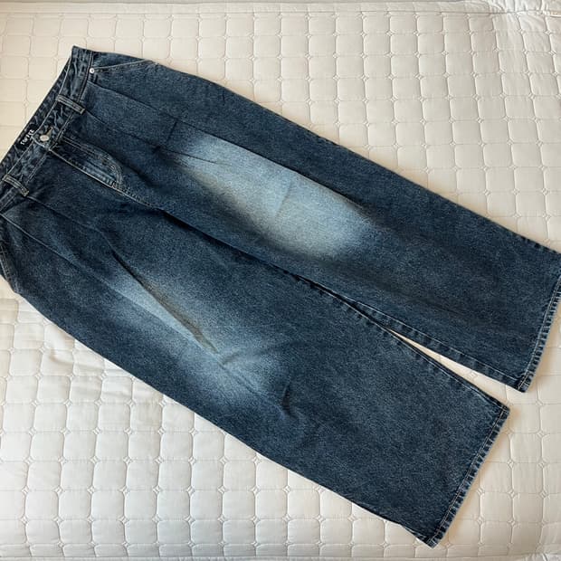 토피 컴포트 투턱 워시드 와이드 데님 팬츠 미드나잇 그레이 M