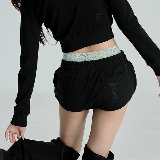 ODOR 몰리 버블 쇼츠 세트 블랙