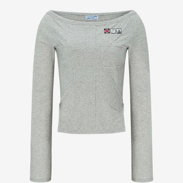 플리즈노팔로우 매디 유니온 잭 롱슬리브 탑 오트밀