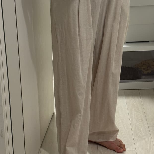 보세 린넨 와이드 팬츠 바지 아이보리 XL