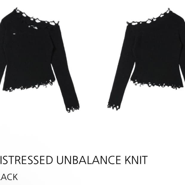 보헤미안서울) Distressed Unbalance Knit BK F