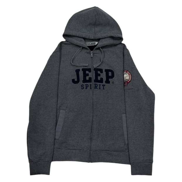 지프 빈티지 Y2K 스펠로고 후드집업 자켓 그레이 XL